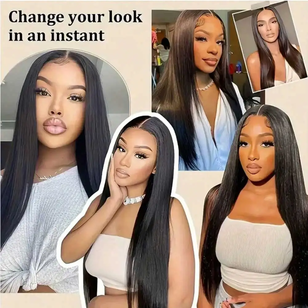 40 42 Inch Glueless Wig Straight Lace Front Human Hair Wigs Preplucked 13x4 13x6 HD Lace Frontal Wig 5x5 Straight Closure Wig