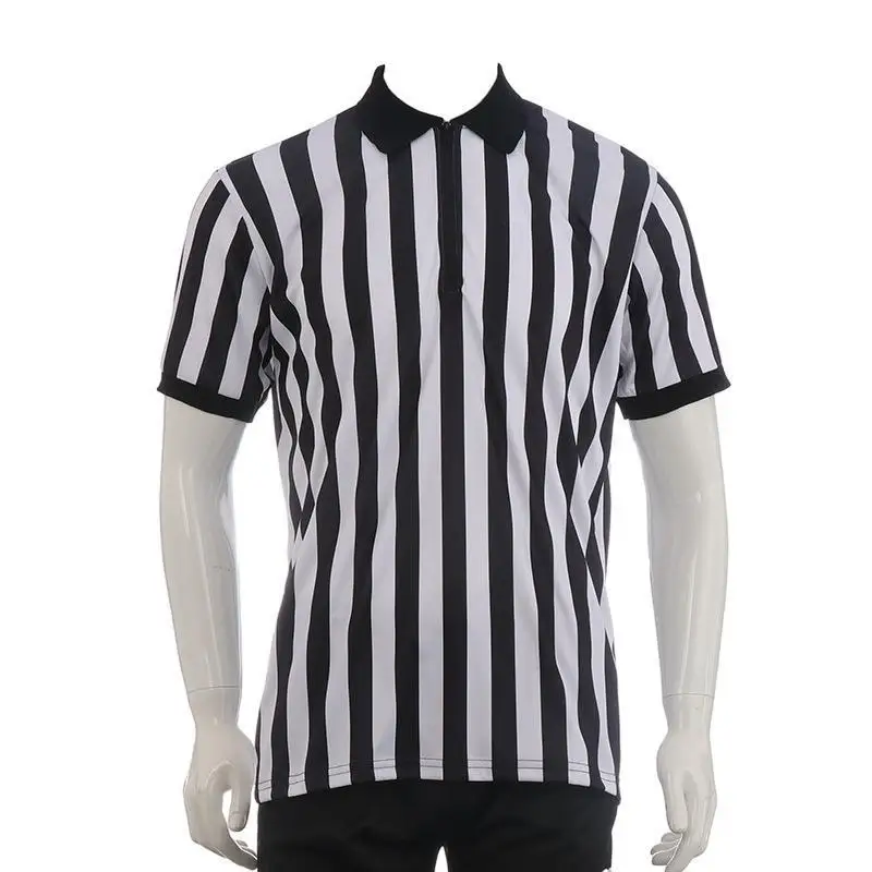 Referee Uniform T-Shirt Striped Breathable Sweating Short Sleeve Volleyball Basketball Football Light Board Coach Job