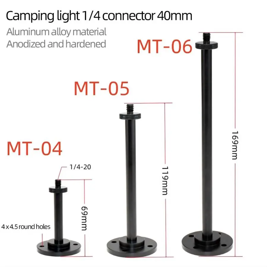 Desktop Licht Stand halterung Aluminium 1/4 "Schraube für Outdoor-Camping Laterne Lampe Reise Picknick Wandern DIY abnehmbare Halter Stange – Detail 3