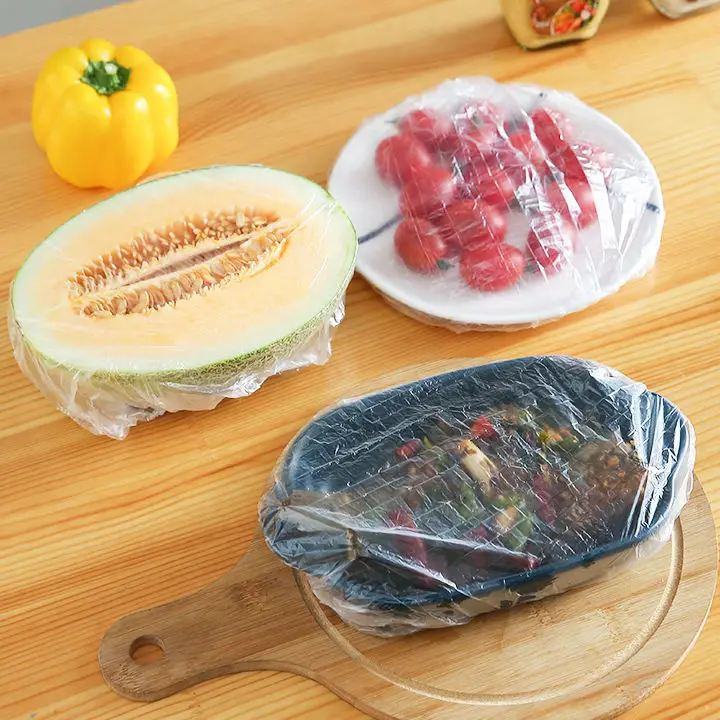 50pcs Disposable Food Cover Saran Wrap Grade Elastic Food Lids Kitchen Frige Fruit Bowl Storager Fresh Keeping Plastic Saver Bag