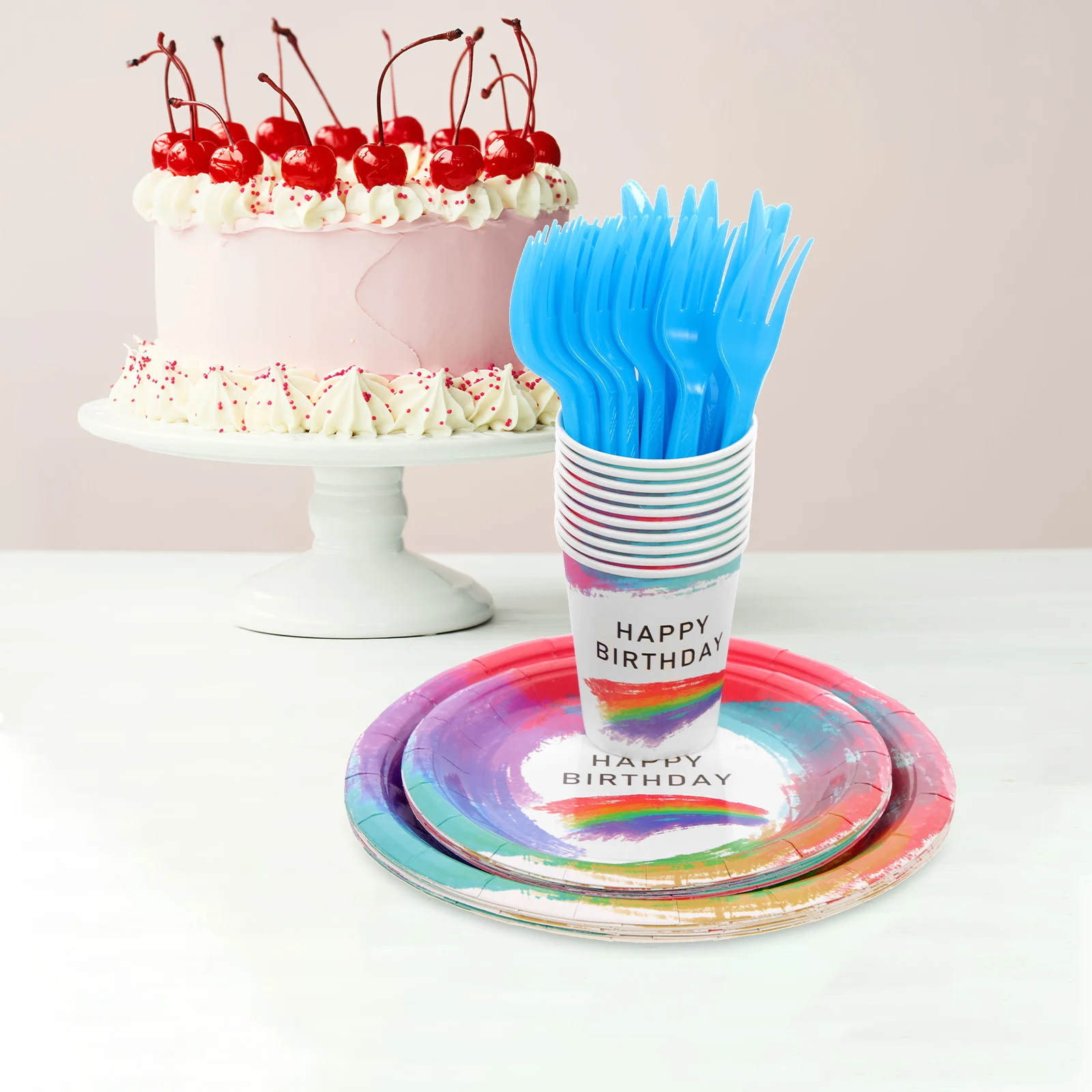 

Rainbow Paper Cups Disposable Dinnerware Party Supplies Decorations Birthday Theme Elegant Rainbow Birthday Party Favors Color