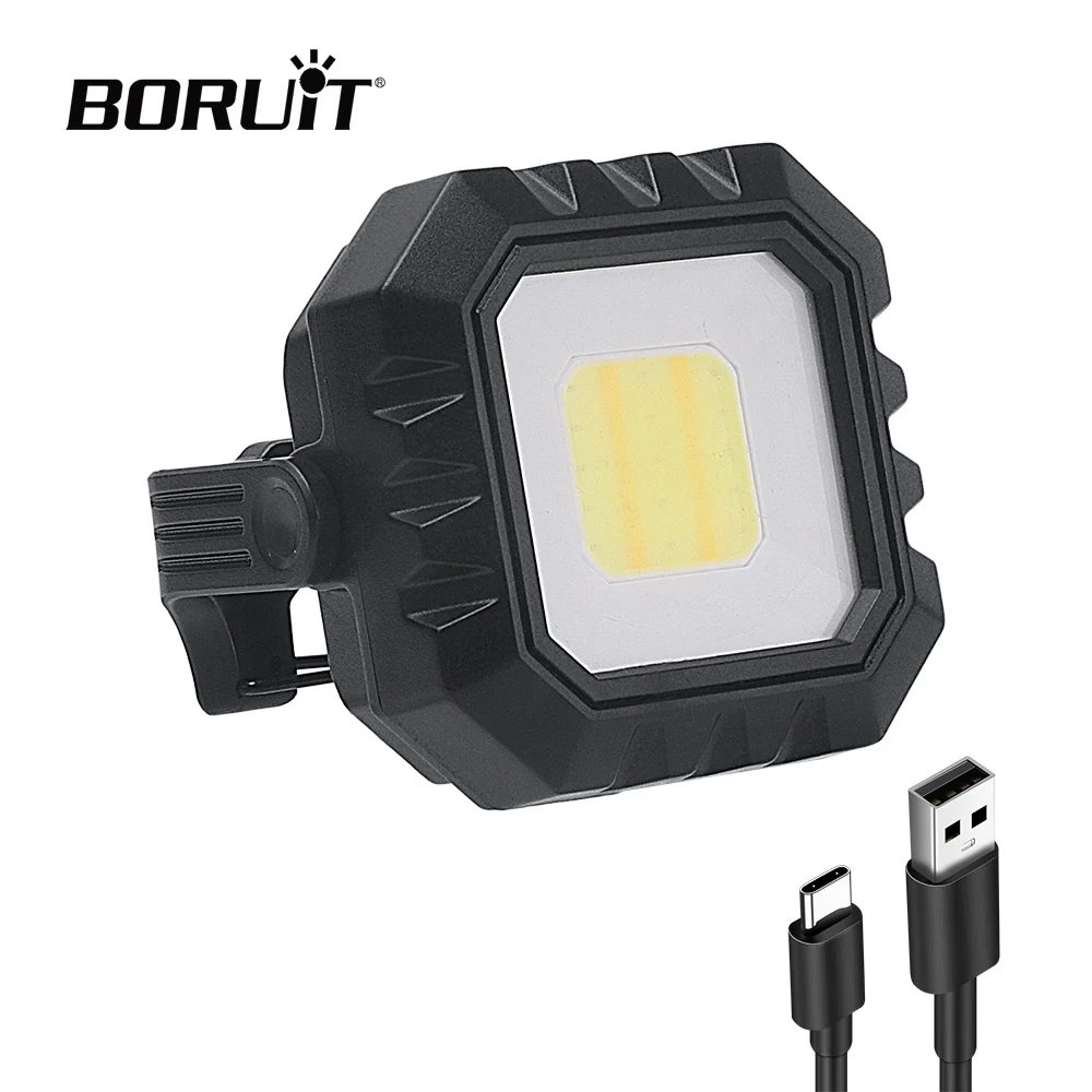 

BORUiT Outdoor Work Light with Magnetic Base Type-C Fast Charging 360° Rotating Head Dual Switch Power Display for Camping Use