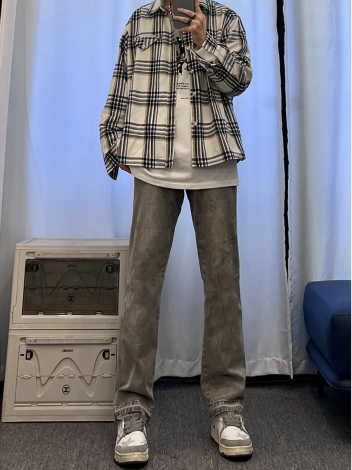 

ay High Waist Youth Jeans Men's Sle Cleanfit High Street American Vibe Flared Pants Straight Leg Cotton Polyester Blend