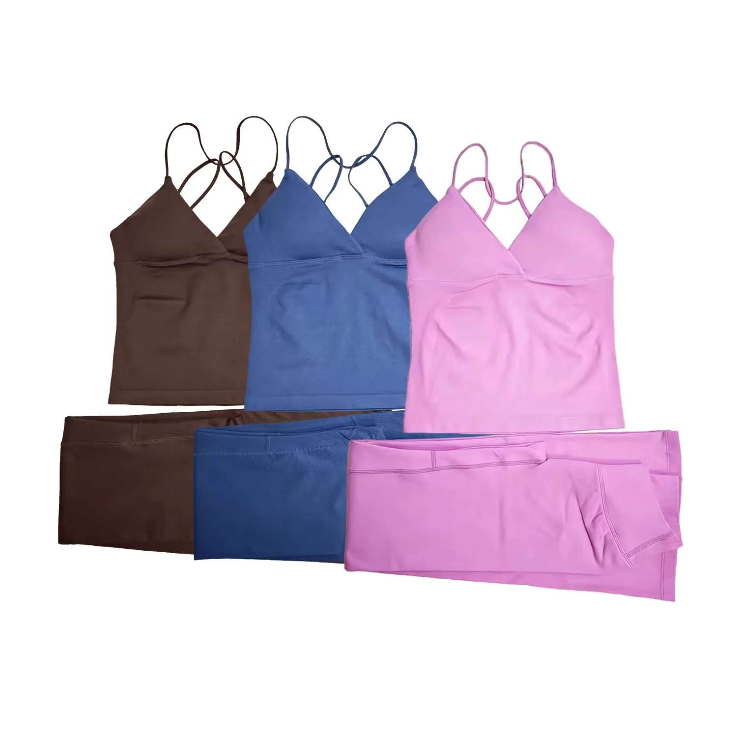 NCLAGEN Ensemble de sport pour femme : Haut long torsadé + Pantalon évasé – Tenue de fitness 2 pièces pour l'entraînement, la course et la gym