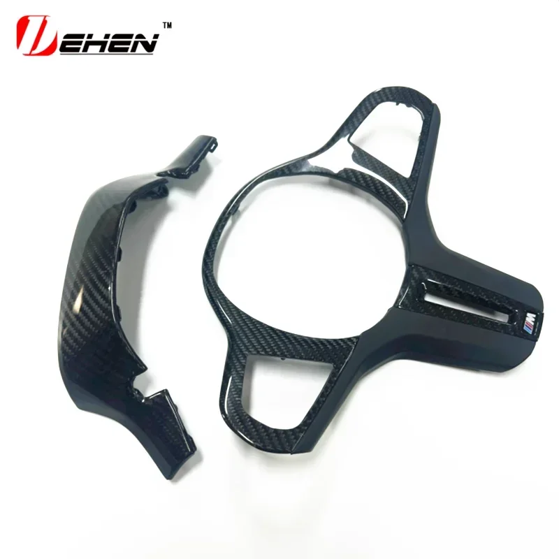 2PC Carbon Fiber Car Steering Wheel Panel Decoration Cover Trim For 3 4 5 6 8 Series G20 G22 G26 G29 G30 G32 G15 G16 G01 G05 G12