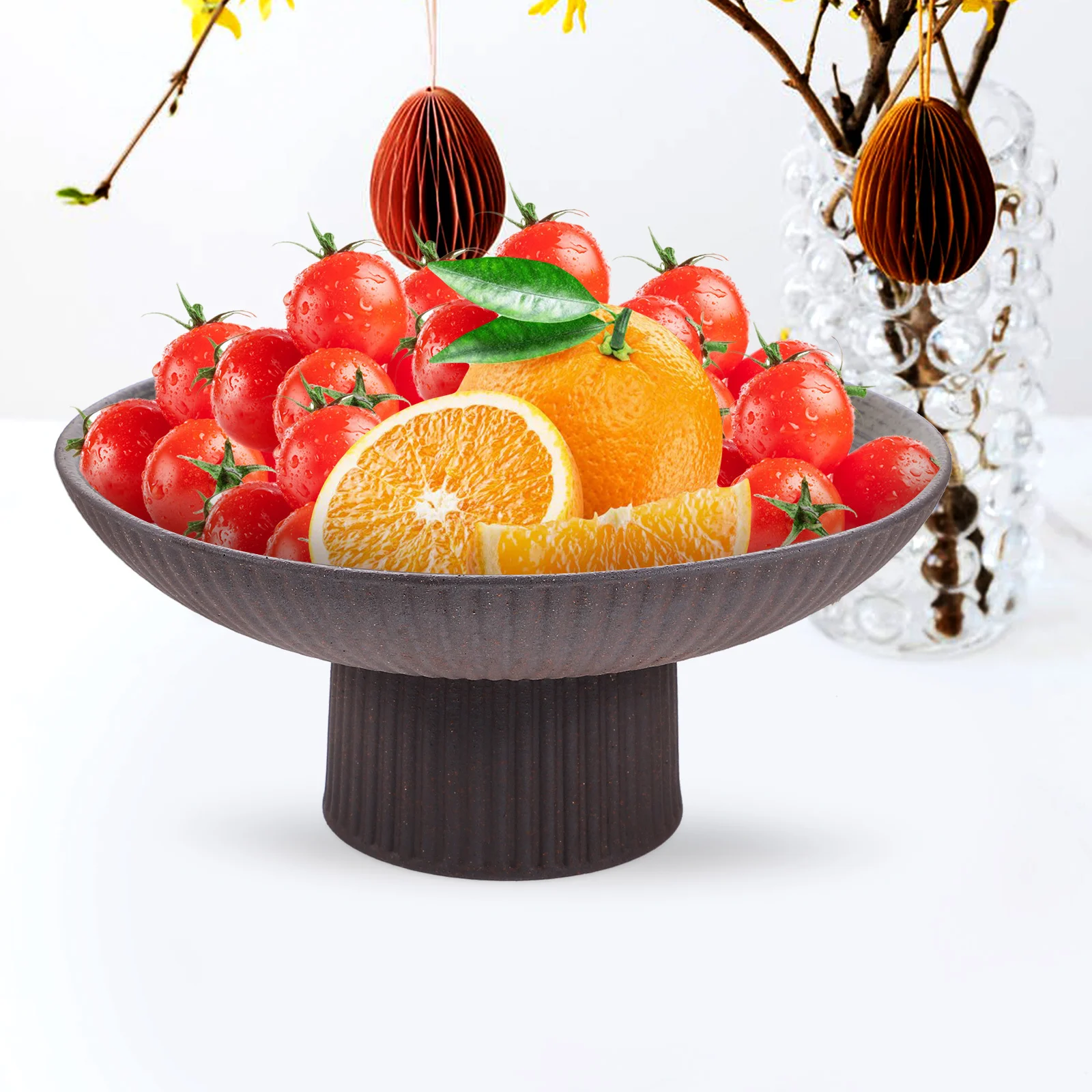

Footed Fruit Dish Ceramic Decorative Dessert Stand Multi-Function Tray for Parties Weddings Banquets Gift Choice