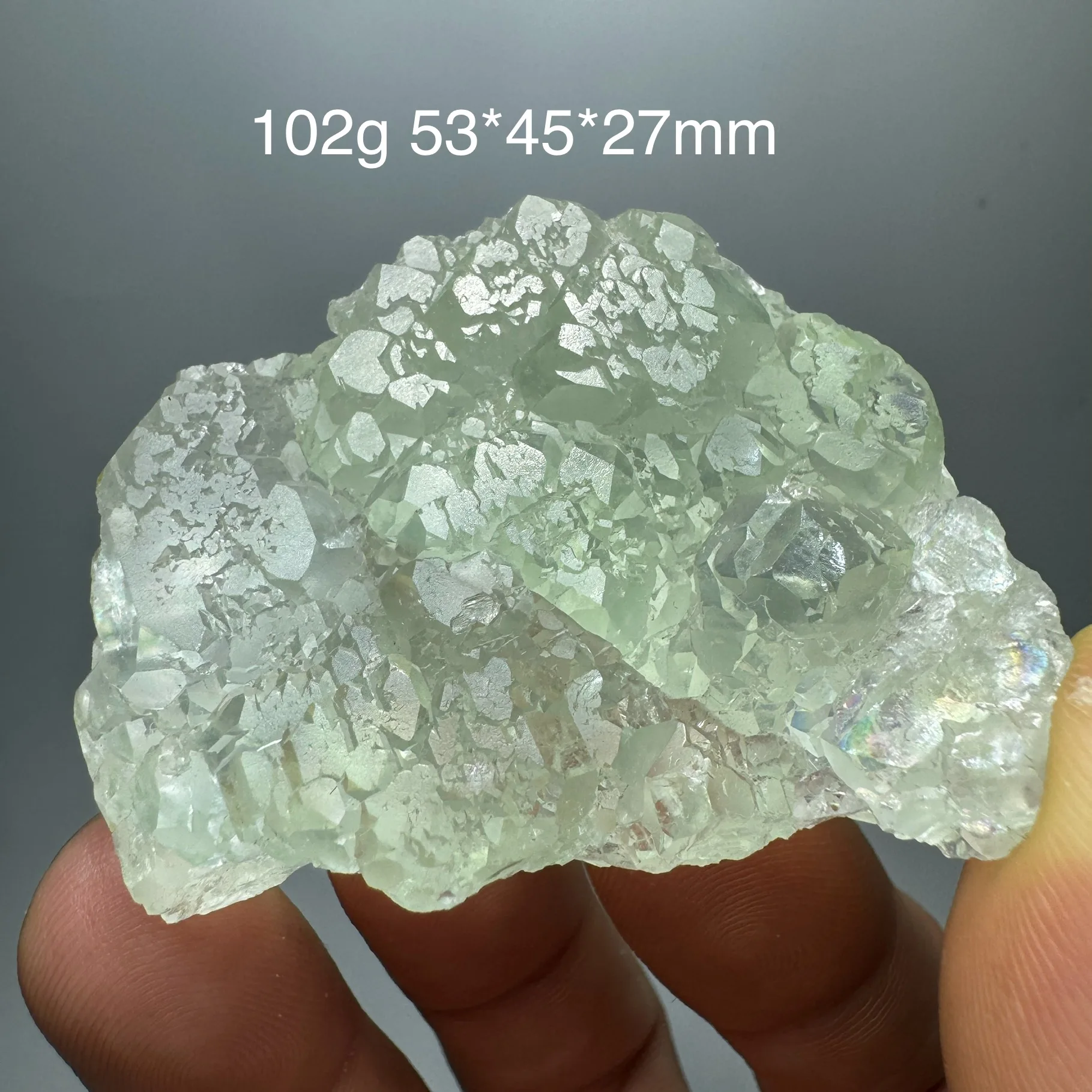 Natural Polyhedral Light Green Fluorite Mineral Specimen Crystal Quartz Healing Stone Desk Decor