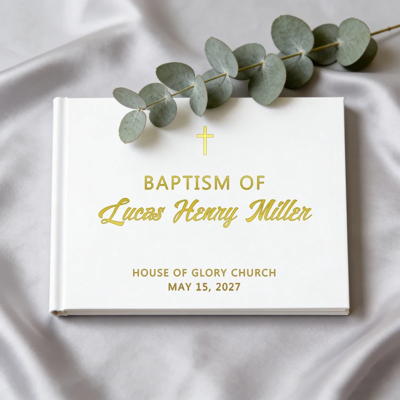 Personalized Baptism Guest Book, Communion Guest Book, Christening Guest Book, A4 Page 38 Communion Photo Album Boy and Girl view 2