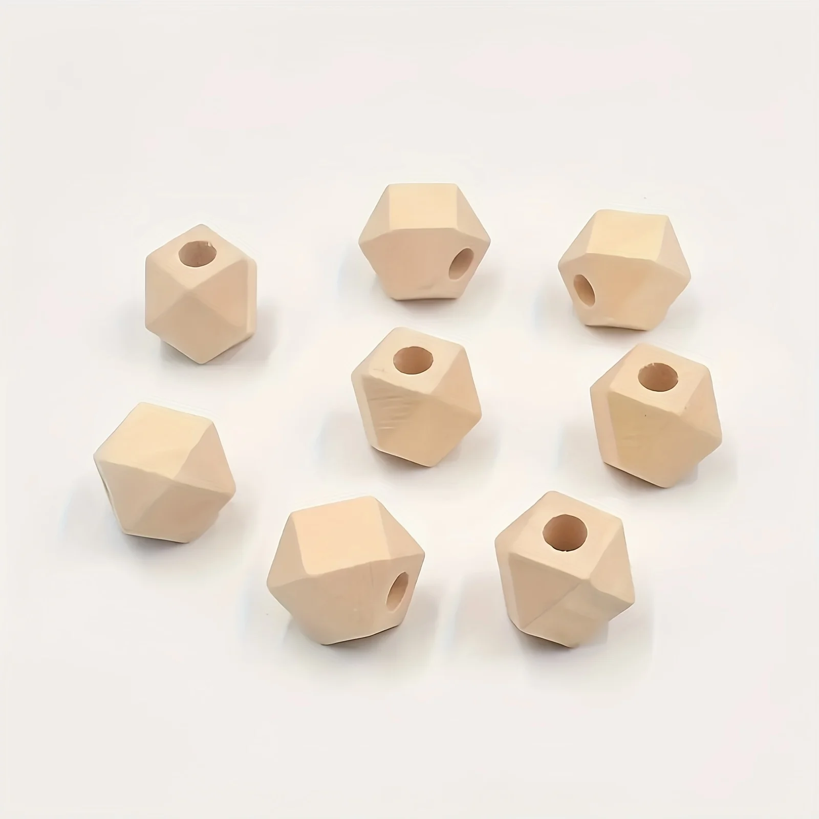 30/20/15Pcs Wooden Octagonal Beads Single Hole Faceted Wooden Beads Natural Eight-sided Wooden Beads Unfinished Wooden Beads