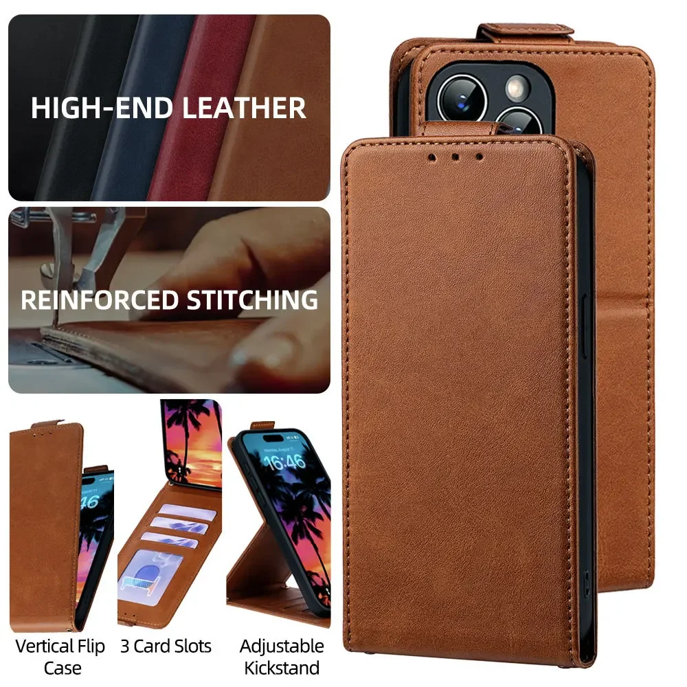 

Magnetic Vertical Flip Leather Phone Cover for Vivo X27 X60 X70 X90 X100 X200 Ultra X300 Pro with Built-in Wallet Card Slots