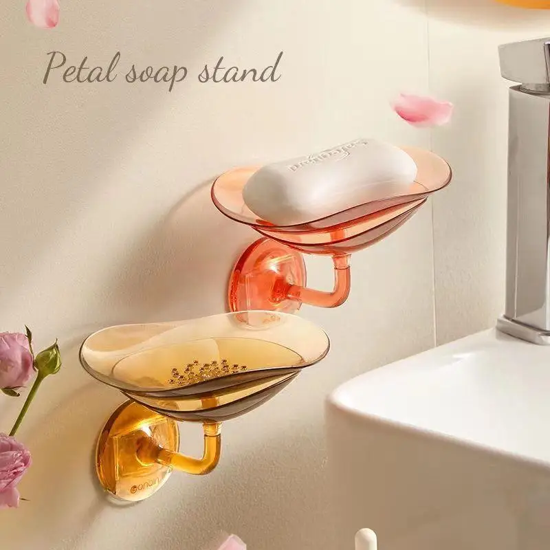 Petal Soap Dish Hole Free Wall Mounted Toilet Storage Rack Toilet Soap Box Drain Washroom Wall Mounted