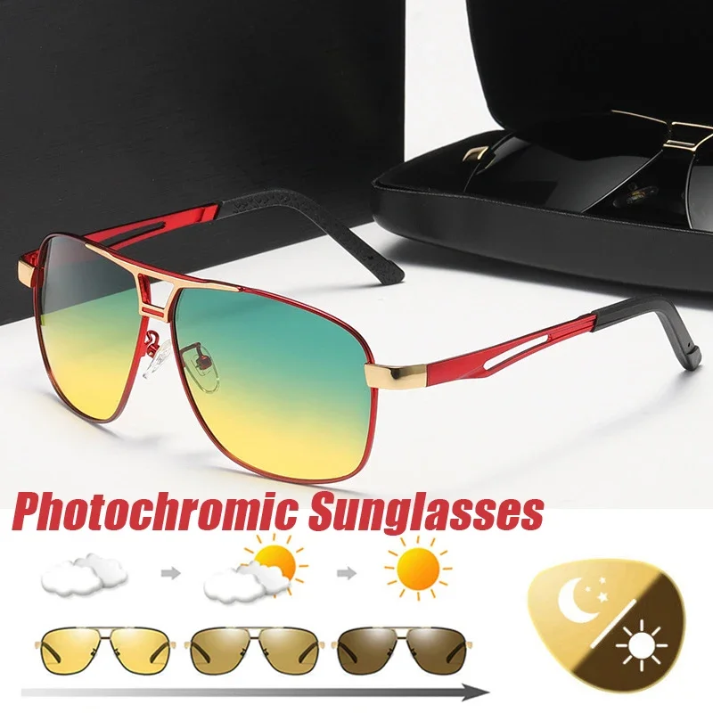 Photochromic Night Vision Polarized Sunglasses Outdoor Chameleon Day And Night UV400 Change Lens Men\'s Driving Sun Glasses