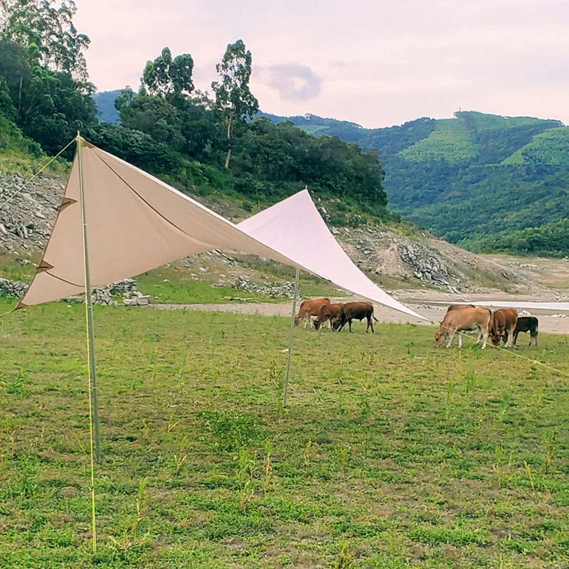 

Outdoor camping canopy retro cotton cloth sun protection waterproof butterfly light luxury square sun protection sunshade