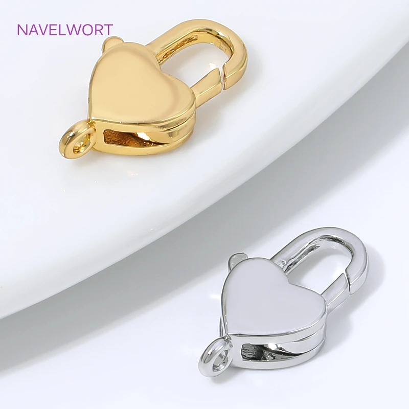 18K vergoldeter Messing-Karabinerverschluss mit Herzform für die Schmuckherstellung, DIY-Armbandzubehör, Verschlüsse für Schmuck.