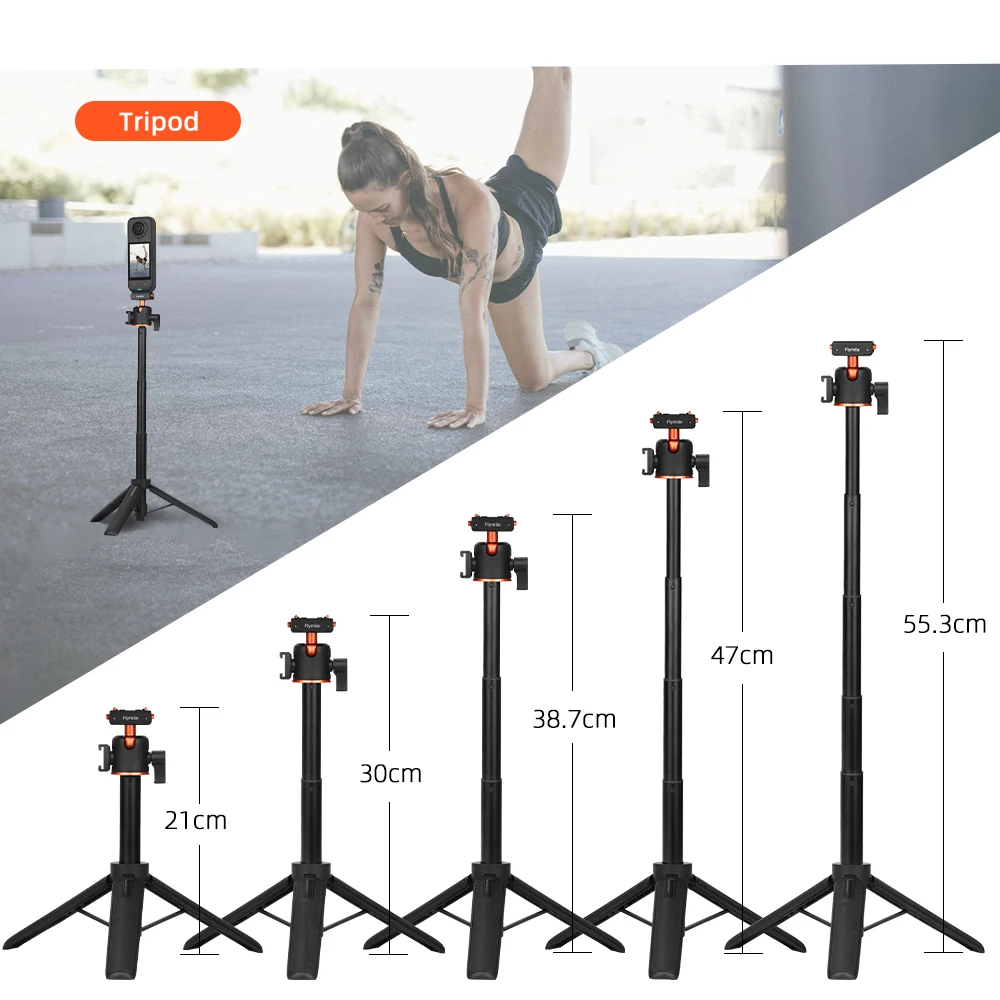Flymile Stativ für Insta360 X6/X5/Ace Pro 2 Kamera, Verstellbares Stativ, Selfie-Stick mit Schnellverschluss-Adapter-Zubehör – Detail 7