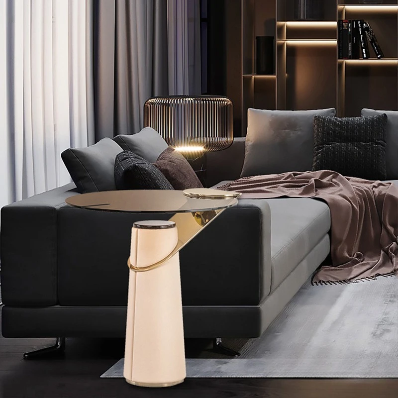 Tempered glass creative small coffee table coffee side table simple modern living room designer round