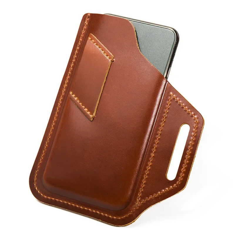 Genuine Leather Phone Pouch Case for  6-7.5 Inch  Cellphone Loop Holster Case Belt Waist Bag Phone Wallet Anti-theft belt bag 힙색