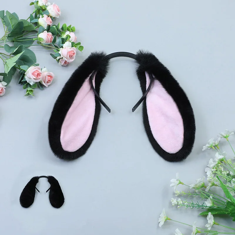 Cute Lop Bunny Ears Furry Headband for Women Girls Lolita Cosplay Rabbit Ears Hairband Lovely Halloween Party Hair Accessories