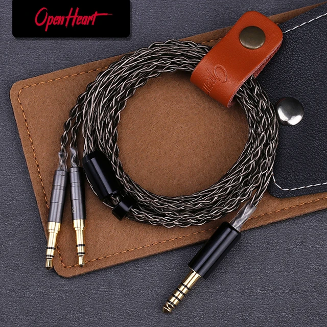 Câble pour casque OPENHEART 8 cœurs, double jack 3,5/2,5/4,4 mm, câble équilibré en cuivre plaqué argent, remplacement amélioré, 2m 3m 1