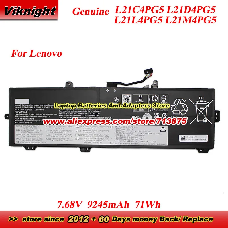 

Genuine L21C4PG5 L21D4PG5 L21L4PG5 L21M4PG5 Battery 7.68V 9245mAh 71Wh for Lenovo IdeaPad Gaming 3 16ARH7 16IAH7 Chromebook 16