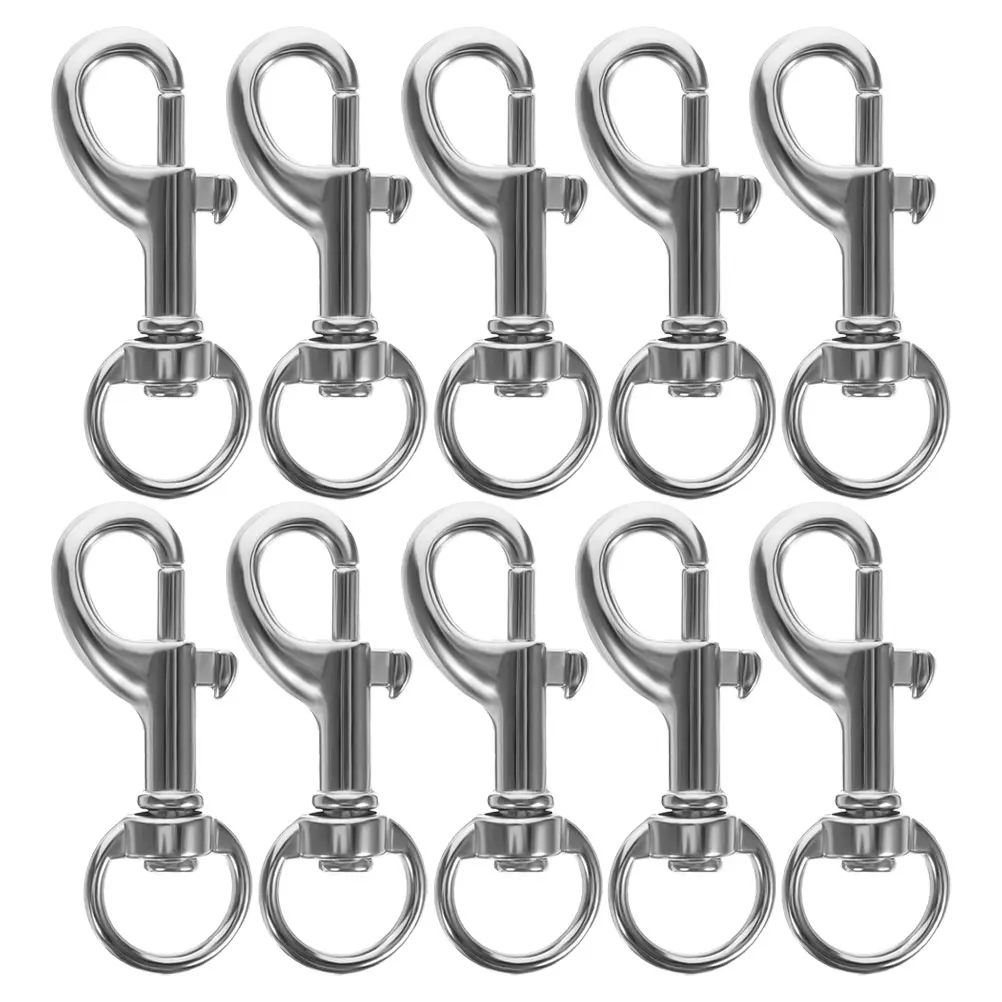 10pcs Pet Buckle Hooks Stainless Steel Detachable Swivel Snap Leash Clip Fish Mouth Button MultiUse Durable Electroplated