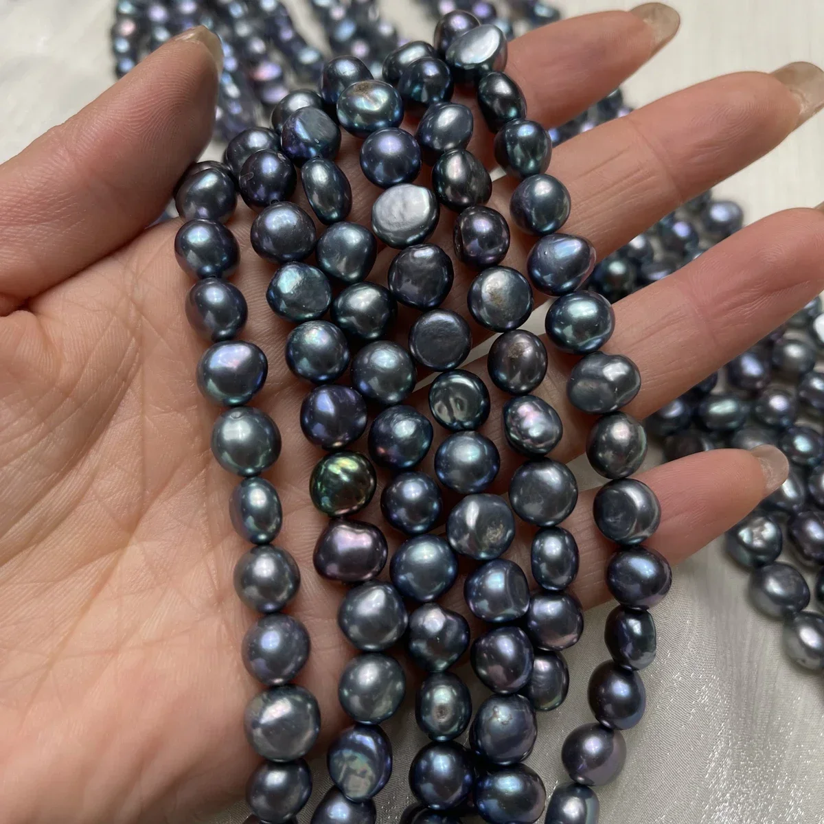 

9-10mm AAA Clean Natural Freshwater Pearl Black Irregular Pearl Bead Gift Jewelry Make DIY Necklace Earring Bracelet Accessory