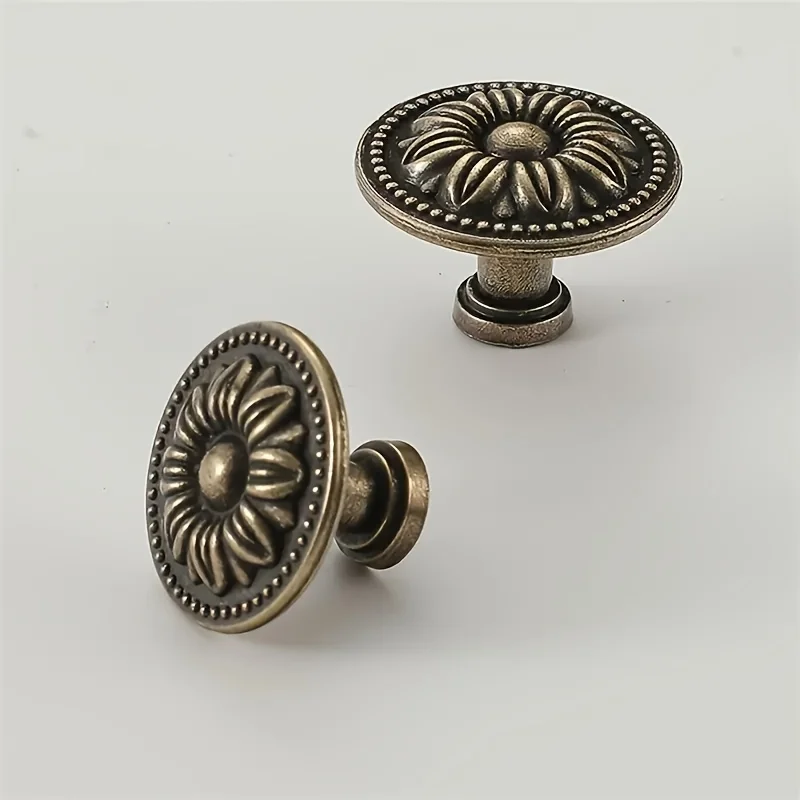 2Pcs Drawer Handles Vintage Knobs Cabinet Handles Zinc Alloy Drawer Hand Pulls Replacement Furniture Cupboard Closet Hardware