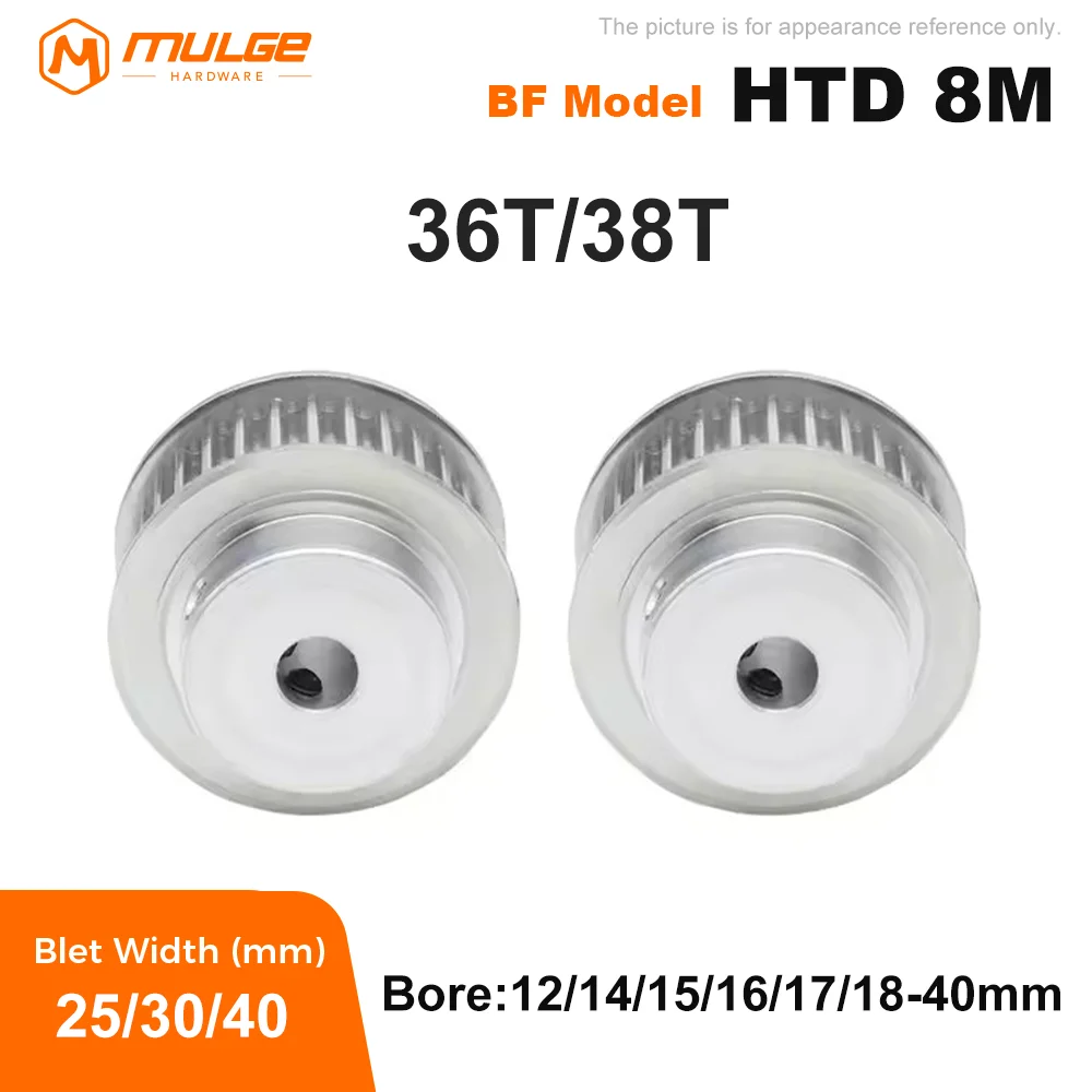 

Timing Pulley HTD 8M 36T/38T BF type Synchronus Pulley Bore 12mm-40mm For Width 25/30/40mm 8M Timing Belt