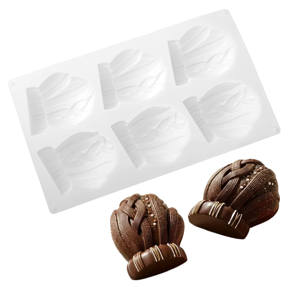 Christmas Mousse Cake Molds 6-Cell Snowflake Gloves or Knitted Gloves Design Silicone Chocolate Cake Mold Kitchen Dessert Tools