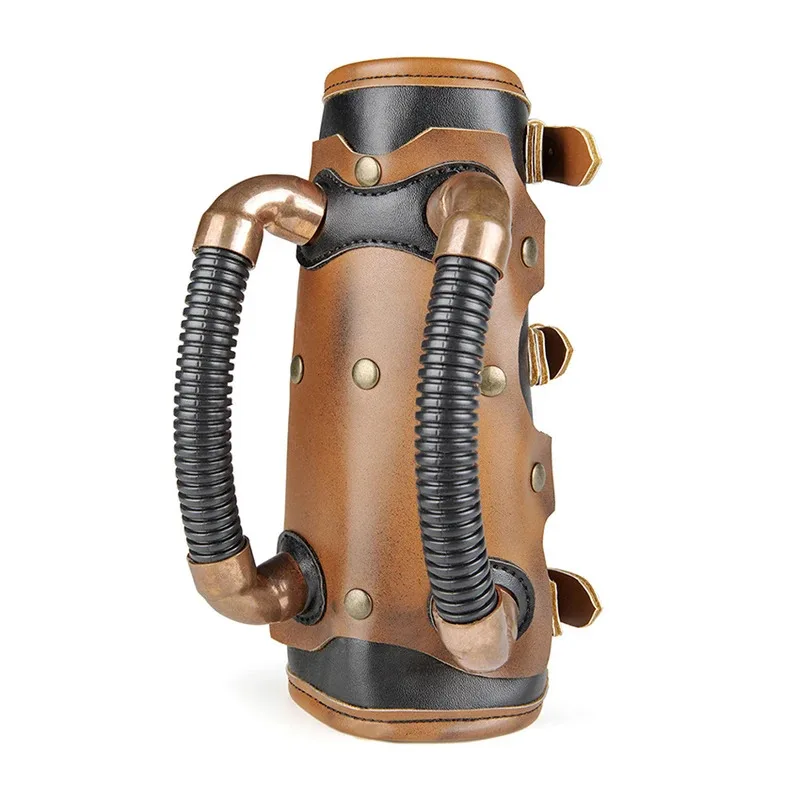 أنيمي تأثيري الرجعية Steampunk غطاء المعصم حلقة ملحق درع القرون الوسطى فارس الثورة الصناعية سوار معصم من الجلد Wris 72th