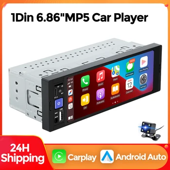 MEKEDE Radio de coche Carplay Android Auto MP5 reproductor Multimedia Universal para coche Autoradio HD pantalla táctil FM BT cámara AUX 1
