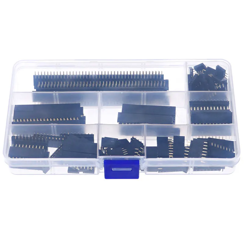 120pcs 4P 6P 8P 10P 12P 16P 20P 40Pin 2.54mm Pitch Straight Single Row PCB Board Female Pin Header Socket Assortment Kit