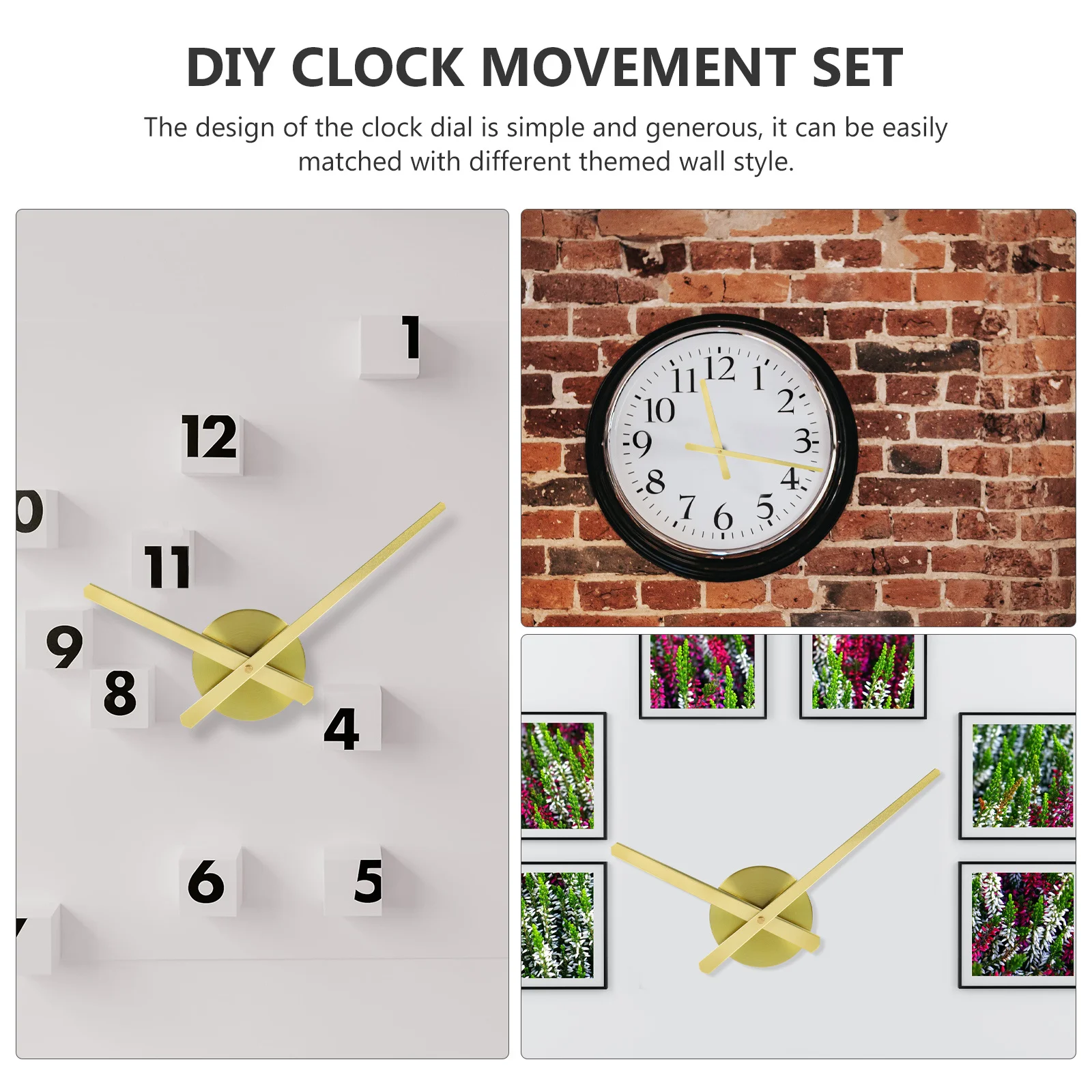 

1Set DIY Clock Movement Metal Precise Silent Replacement Wall Clock Mechanism Home Supply, Plastic Clocks Hands Kit