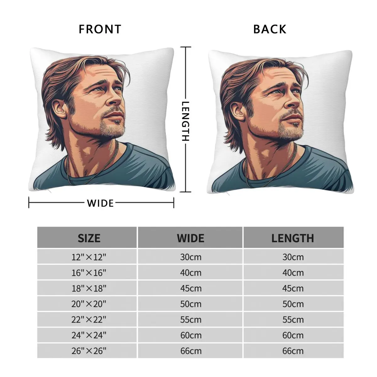 Handsome Tribute Brad Pitt Square Pillowcase Polyester Linen Velvet Printed Zip Decorative Throw Pillow Case Bed Cushion Cover