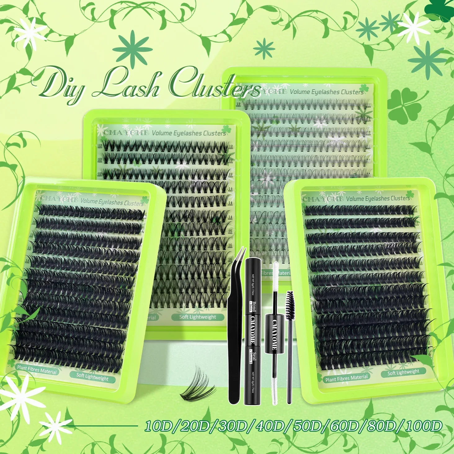 

Набор для самостоятельного наращивания ресниц: сегментированные ресницы большого объема, черные пучки для макияжа глаз