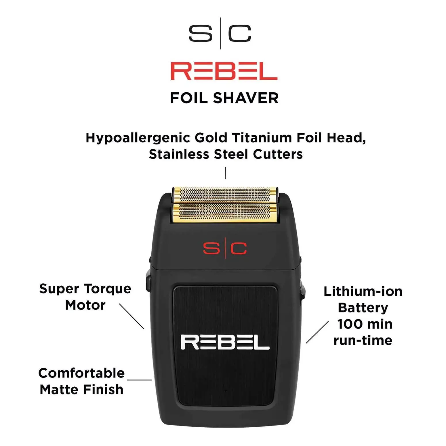 SC - Stylecraft Rebel Afeitadora Eléctrica Profesional para Hombre, Barba y Pelo, 100 min Autonomía Sin Cable, Maquinilla de Afeitar de Viaje Compacto y Portátil 150gr, Velocidad de Corte 11.000 RPM
