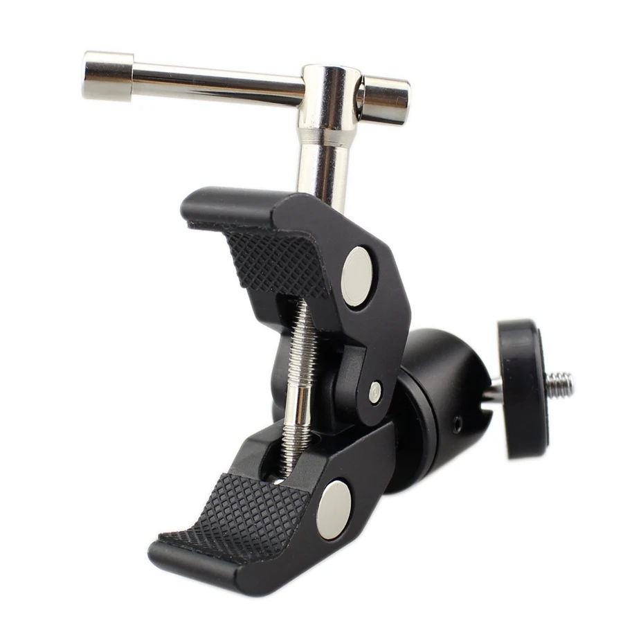 DSLR Camera Ball Head Shoe Mount, Braçadeira 1/4 "-20 Tripé Cabeça, Adaptador Hot Shoe, Cool Super Clamp