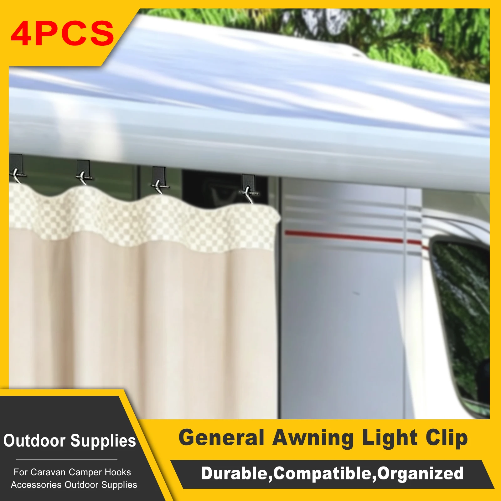 4/8Pcs S-Shaped Camping Awning Hooks Clips RV Tent Hangers Light Hangers For Caravan Camper Hooks Accessories Outdoor Supplies