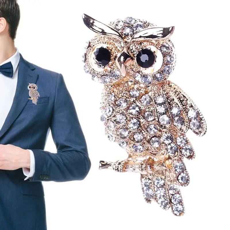 Owl Brooch Pin Created Rhinestone Crystal Owl Fashion Brooch Owl Brooch Pin Scarves Shawl Clip For Women Ladies