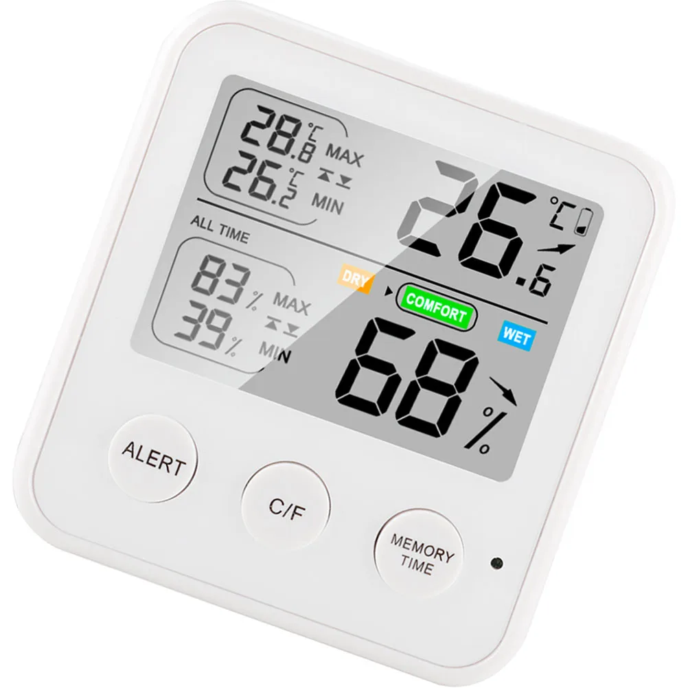 

Digital Hygrometer Thermometer Indoor Lcd Display High Accuracy Humidity Gauge For Home Office Factory Durable Abs Material