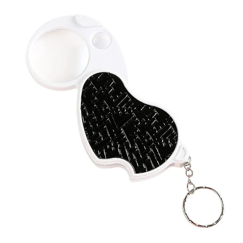 8X 20X Handheld Folding Jewlery Loupe Portable Magnifying Glass with Led Light and Keychain Optical Glass Lens Elderly Reading