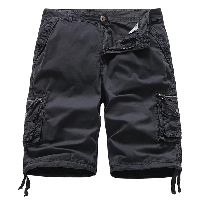 New Summer 100% Cotton Cargo Shorts Men Fashion Safari Style Solid Multi Pocket Casual Outdoor Jogger Shorts Mens Clothing 2023