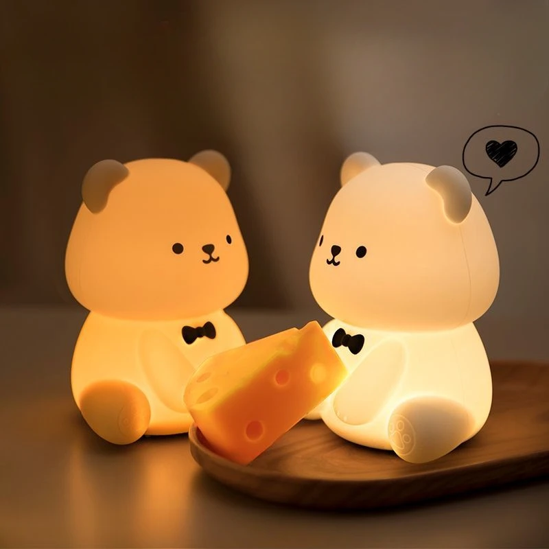 

Creative Bear LED Night Light Silicone Patrol Induction Light Cartoon Atmosphere Table Lamp Birthday Gift Ornaments Toys Taste