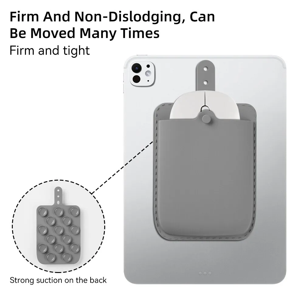 Mouse Storage Bag for Laptop Pad Elastic Back Adhesive Wireless Mouse Holder Sticker Pouch Sleeve Storage Organizer Holder