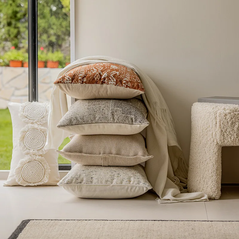 Pillow Living Room Sofa Cushion Bedroom Window Cushion Waist Pillow Light Luxury Jacquard Pillow Cover