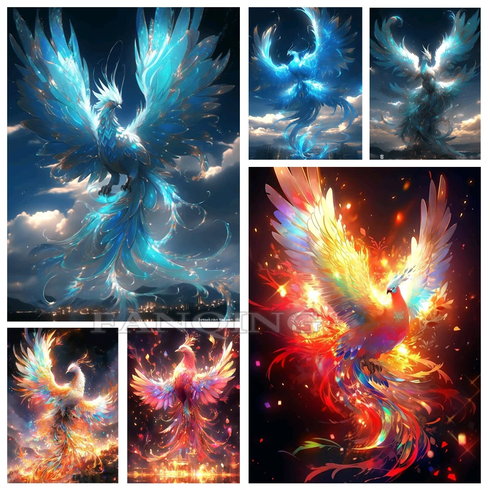 

New Arrival Diamond Embroidery Colorful Phoenix 5D Diy Diamond Painting Mythological Animal Square Round Mosaic Cross Stitch S24