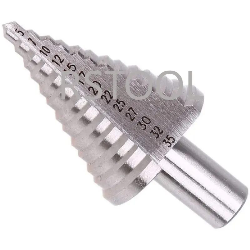 5-35Mm "HSS 13 Bước Nón Bước Mũi Thang Máy Khoan Tròn Chuôi Thẳng Sáo Mũi Khoan Gỗ kim Loại Gỗ Dụng Cụ Cắt