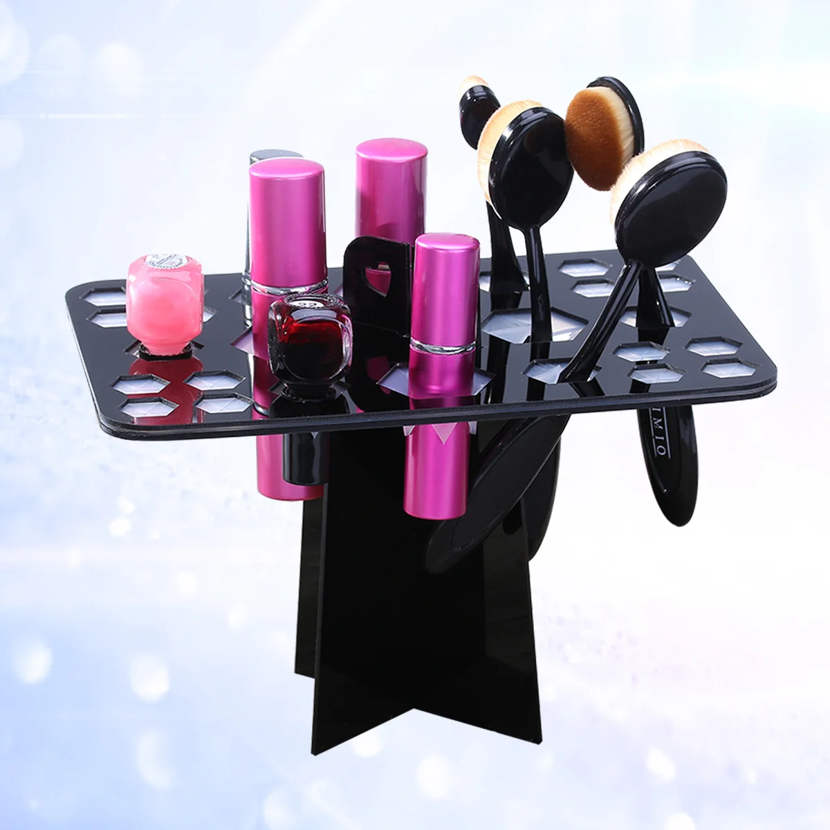 

Folding Black Acrylic Makeup Brush Organizer Rack 20x13x12cm Brush Holder Air Drying Tree for Makeup Craft Nail