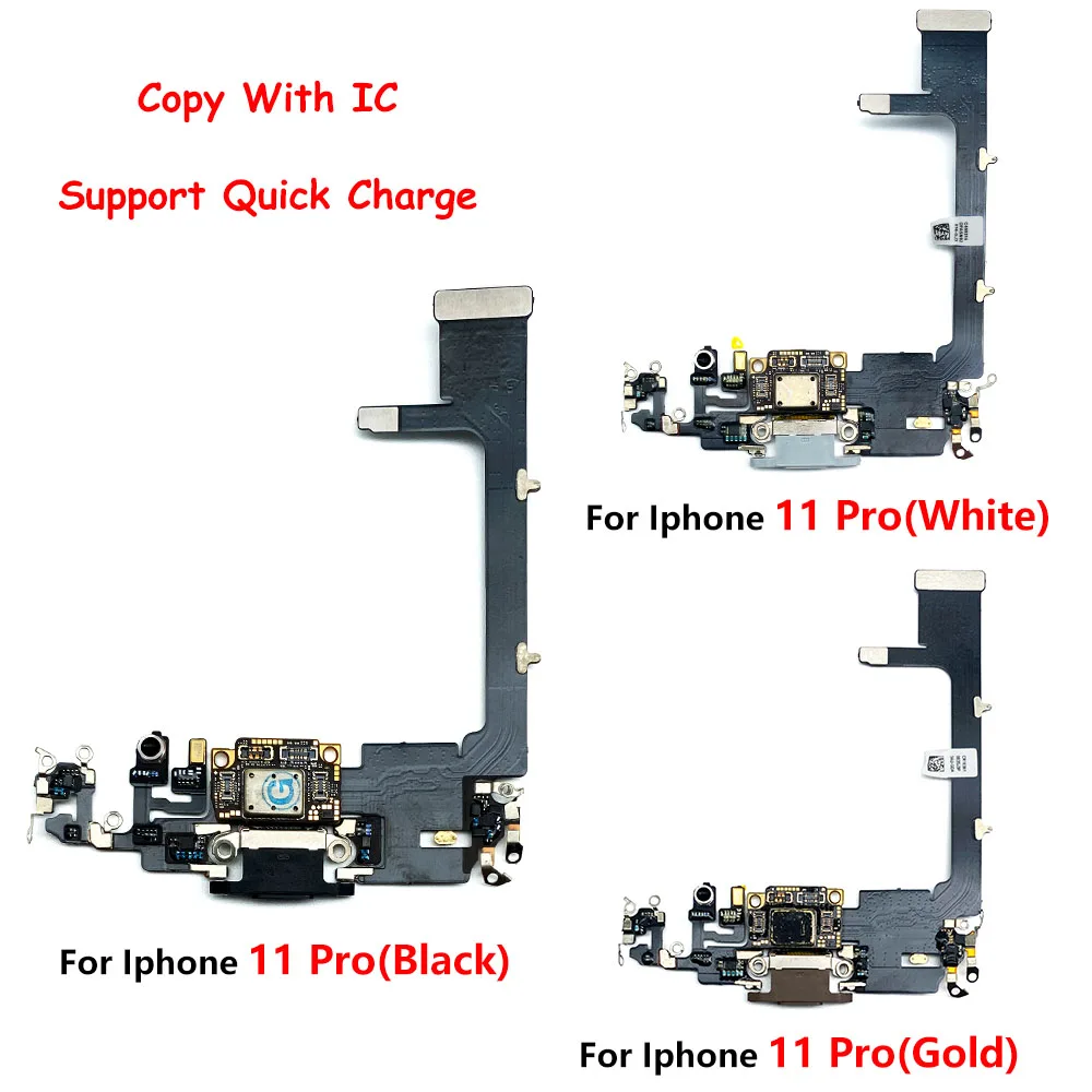 New With IC Board USB Charging Port Flex For Iphone 11 Pro Max Dock Charge Conector Mic Microphone headphone Jack Flex Flex