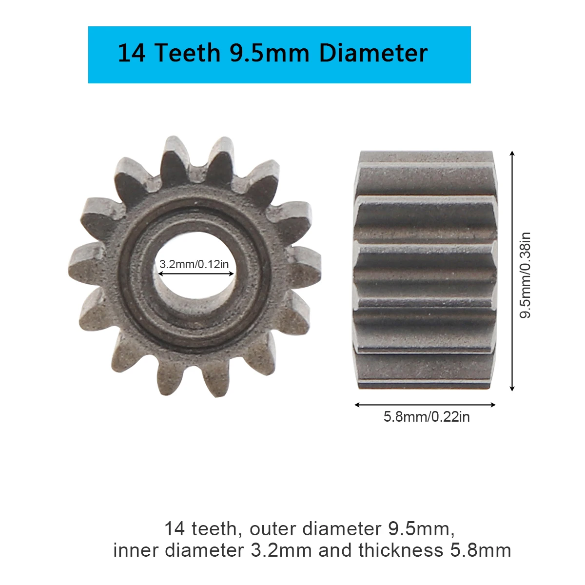 1pc Motor Gear 9 /11 /12 /13 /14 /15 Teeth Replaceable Motor Gear for RS550 10.8V / 12V / 14.4V / 16.8V / 18V / 21V DC Motor